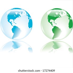 Glass like earth with delicate reflection, in colors representing the four elements - water, fire, land, air