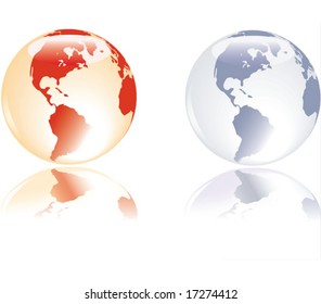 Glass like earth with delicate reflection, in colors representing the four elements - water, fire, land, air