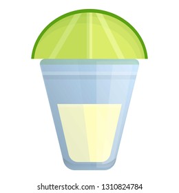 Glass lime tequila icon. Cartoon of glass lime tequila vector icon for web design isolated on white background