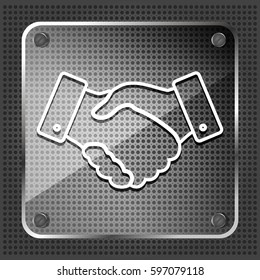 glass linear handshake icon on a white background
