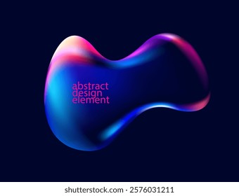 Glass liquid bubble. Abstract vector frame. Colorful iridescent shapes on dark background.