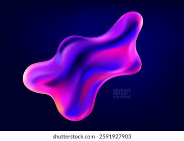Glass liquid bubble. Colorful iridescent shapes on dark background. Abstract vector frame.