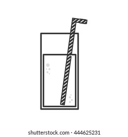 glass with liquid and straw , Vector illustration over white background
