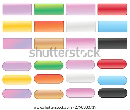 Glass liquid ui button set with transparent 3d effect - rectangle frame box elements in various sizes and proportions, glossy morphism style borders for modern interface design on dark background.