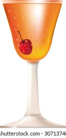 glass with liquor and a cherry