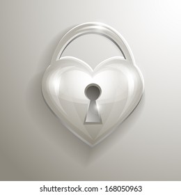 Glass lock in the shape of heart