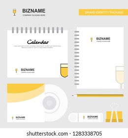 Glass Logo, Calendar Template, CD Cover, Diary and USB Brand Stationary Package Design Vector Template