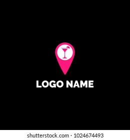 Glass logo, cocktail logo , for bars and restaurants