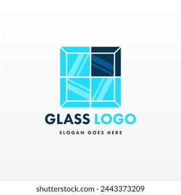 Design-Vorlage für Glaslogo. Kreative flache Design Glas Logo-Vorlage. Kreatives Konzept Logo Design von Glas