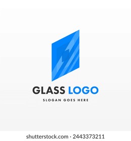 Plantilla de diseño de logotipo de vidrio. Plantilla de logotipo de vidrio de diseño plano creativo. Diseño creativo del logotipo del concepto del vidrio