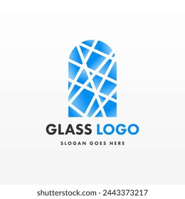 Plantilla de diseño de logotipo de vidrio. Plantilla de logotipo de vidrio de diseño plano creativo. Diseño creativo del logotipo del concepto del vidrio