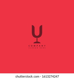 glass logo with the shape of the glass like the letter u. it's simple as well as bold color.