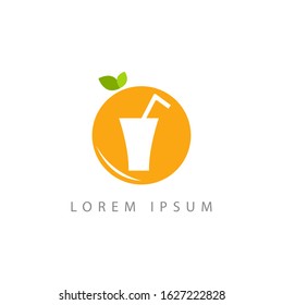 glass logo vector. fresh fruit juice logo vector illustration.