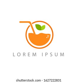 glass logo vector. fresh fruit juice logo vector illustration.