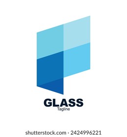 Icono de ilustración vectorial de vidrio Icono de logotipo de empresa de ventana de vidrio