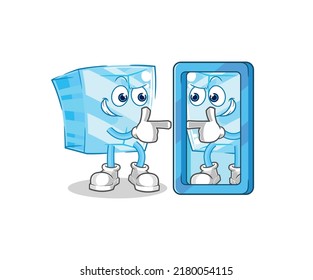 the glass looking into mirror cartoon. cartoon mascot vector