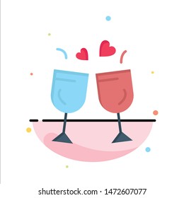 Glass, Love, Drink, Wedding Abstract Flat Color Icon Template