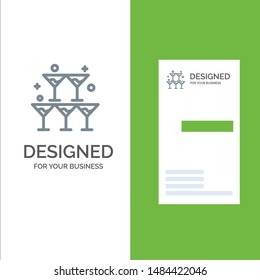Glass, Love, Heart, Wedding Grey Logo Design and Business Card Template. Vector Icon Template background