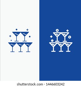 Glass, Love, Heart, Wedding Line and Glyph Solid icon Blue banner Line and Glyph Solid icon Blue banner