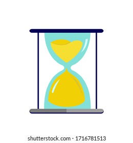 Ilustración plana de reloj de arena de vidrio aislada en fondo blanco