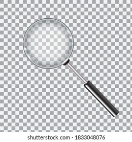 Glass for magnification. Mass scaling tool. A realistic item to find. Vector illustration.