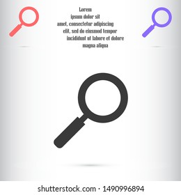 Glass magnifier vector icons. Magnifier glass to zoom icons. Glass magnifier to view the text of icons. magnifier for icon backgrounds. Glass 10 eps icon icons. flat design.