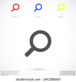 Glass magnifier vector icons. Magnifier glass to zoom icons. Glass magnifier to view the text of icons. magnifier for icon backgrounds. Glass 10 eps icon icons. flat design.