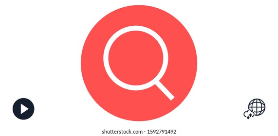 Glass magnifier vector icons. Magnifier glass to zoom icons. Glass magnifier to view the text of icons. 