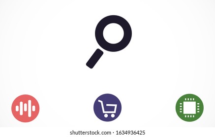 Glass magnifier vector icons. Magnifier glass to zoom icons. Glass magnifier to view the text of icons. magnifier for icon backgrounds. Glass 10 eps icon icons. flat design.