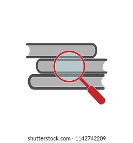 glass magnifying books vector icon for app and website, training symbols