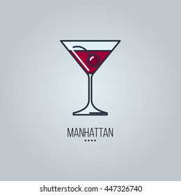 glass of manhattan cocktail vector icon