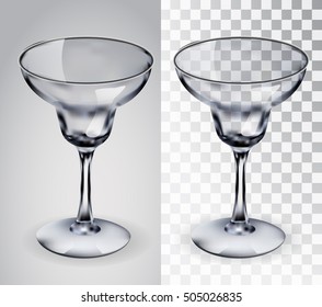 Glass for margaritas. Glass transparent isolated vector object on a transparent background. 