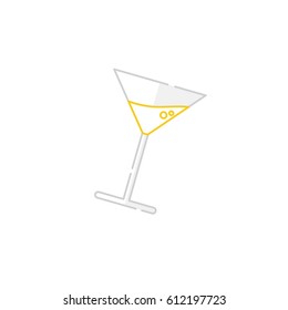 Glass for Martini and Alcoholic Cocktails. Vector, Illustration