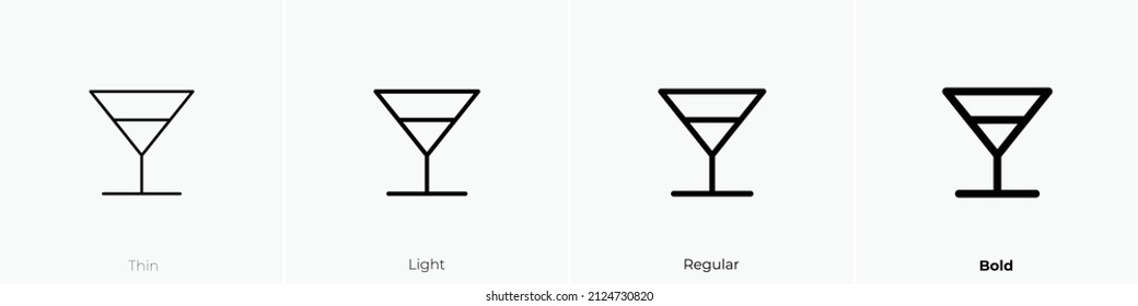 glass martini alt icon. Thin, Light Regular And Bold style design isolated on white background