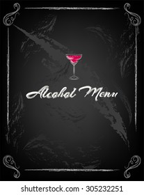 glass of martini. classic cocktail on chalk board