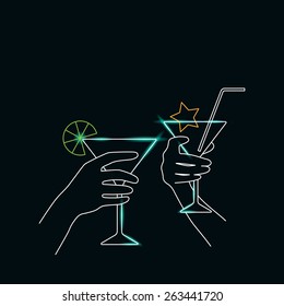 glass with martini in a hand
