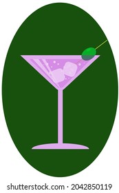 Vidrio de martini con oliva