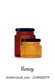 Glass mason jar of honey in modern flat vector illustration