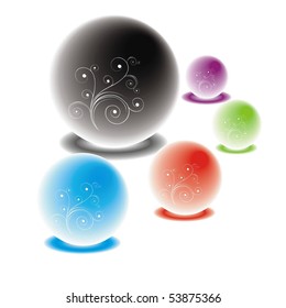 Glass mat color balls. Vector