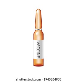 Glass medical ampoule with vaccine against various diseases a vector illustration