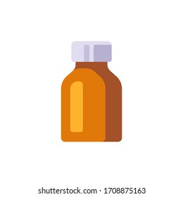 Glass medicine bottle vector illustration. Healthcare flat icon