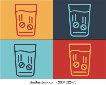 Glass With Medicine Logo Template, Simple Flat Icon of medicine,glass,medical