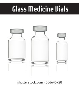 Glass Medicine Vials. Botox. Vector Illustration. 