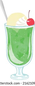 Glass of Melon Soda with Ice Cream