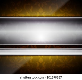 Glass and metal abstract background with floral pattern