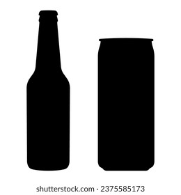 Glass and metal bottle silhouette icons