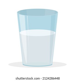 A glass of milk. A blue glass container with a white liquid. Vector illustration isolated on a white background for design and web.