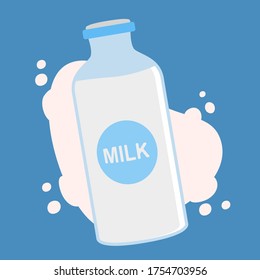 Diseño de fondo de botella de leche de vidrio.Ilustración vectorial de la botella de leche de producto diaria.