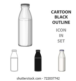 Glass milk bottle icon in cartoon style isolated on white background. Milk product and sweet symbol stock vector illustration.