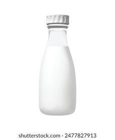 glass milk bottle isolated vector illustration. milk bottle 3d icon